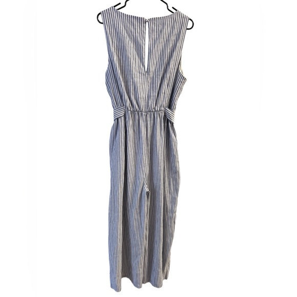 Tahari blue striped jumpsuit with pockets - Picture 5 of 5